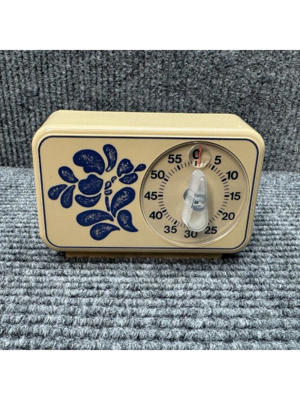 Vintage Pfaltzgraff Kitchen Timer Folk Art Tan Blue Cottage Decor *Works* RARE